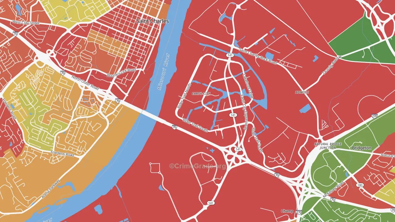 63045, MO Map of Drug-Related Crime Rates