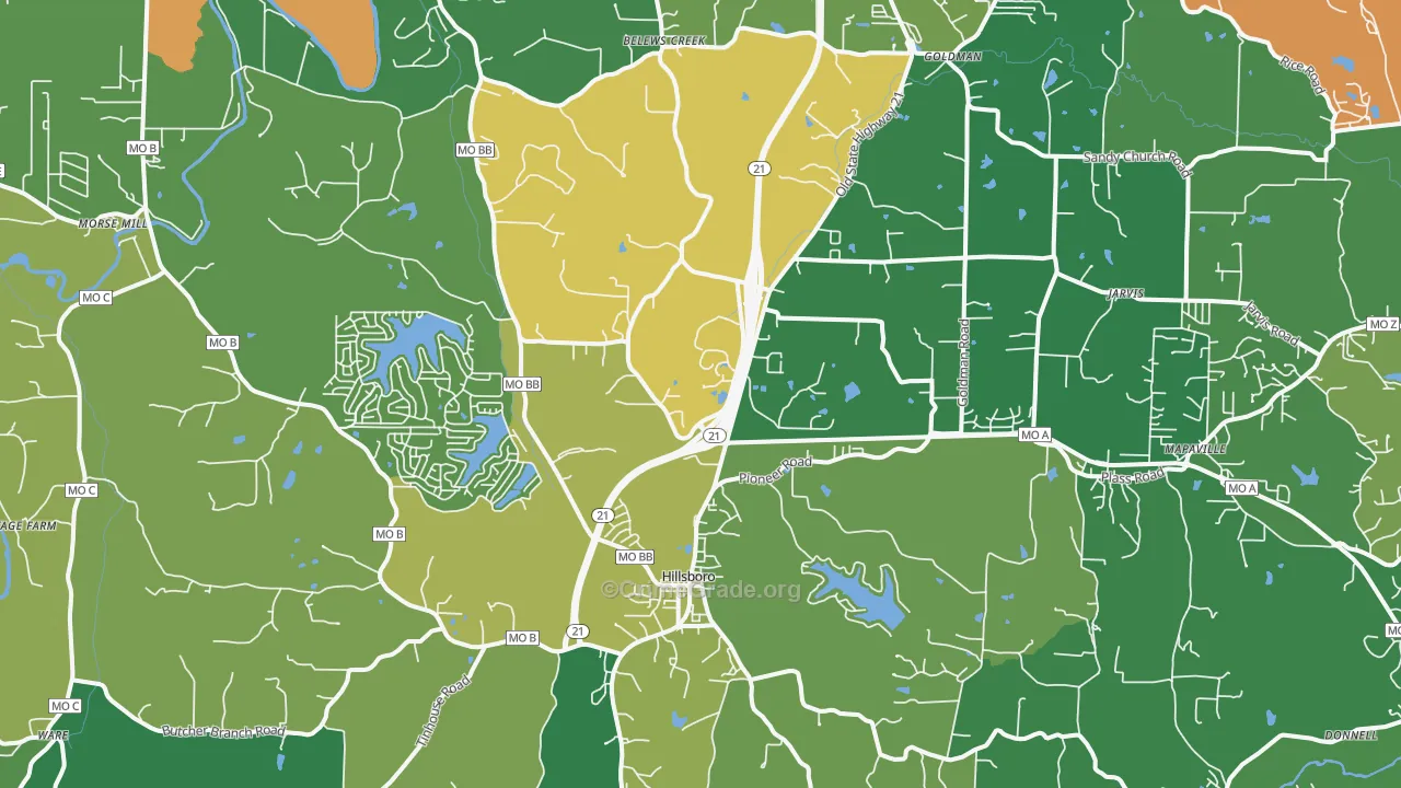 63050, MO Map of Drug-Related Crime Rates