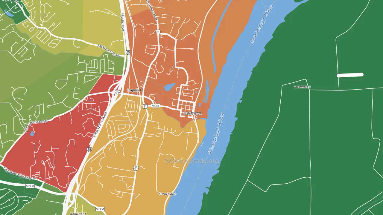 63053, MO Map of Drug-Related Crime Rates