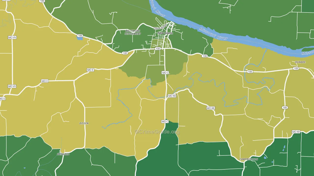 63068, MO Map of Drug-Related Crime Rates