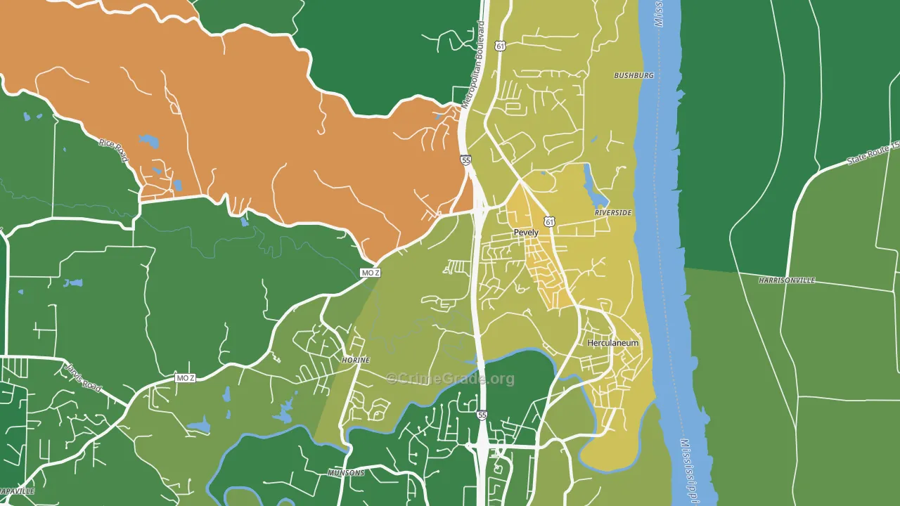 63070, MO Map of Drug-Related Crime Rates