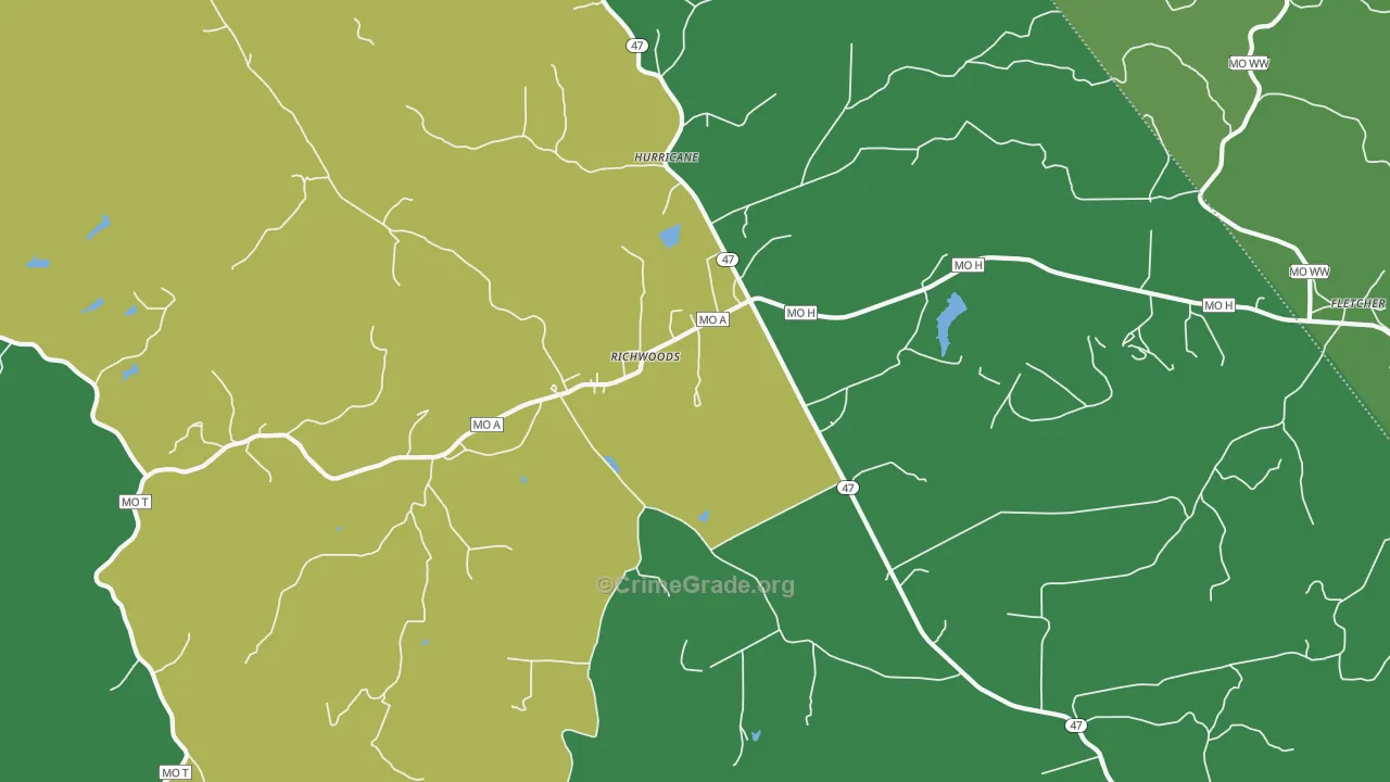 63071, MO Map of Drug-Related Crime Rates