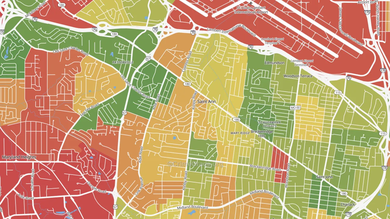 63074, MO Map of Drug-Related Crime Rates