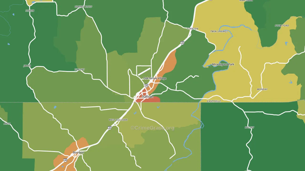 63080, MO Map of Drug-Related Crime Rates