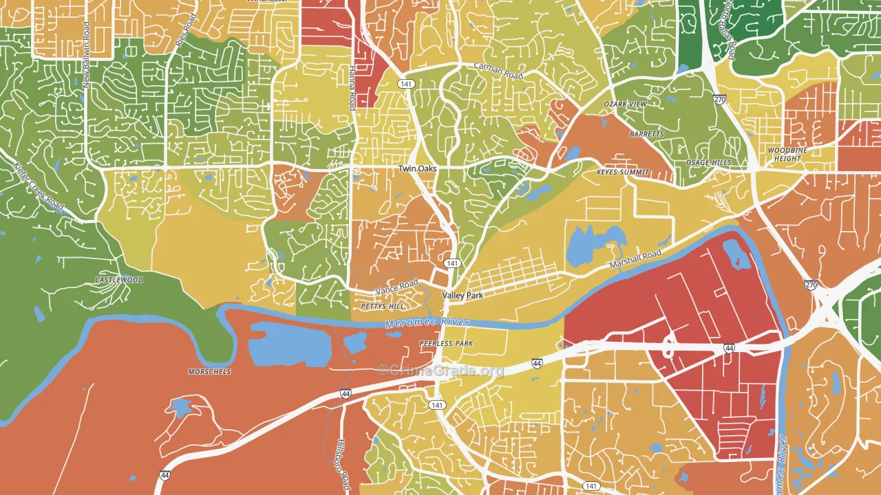 63088, MO Map of Drug-Related Crime Rates
