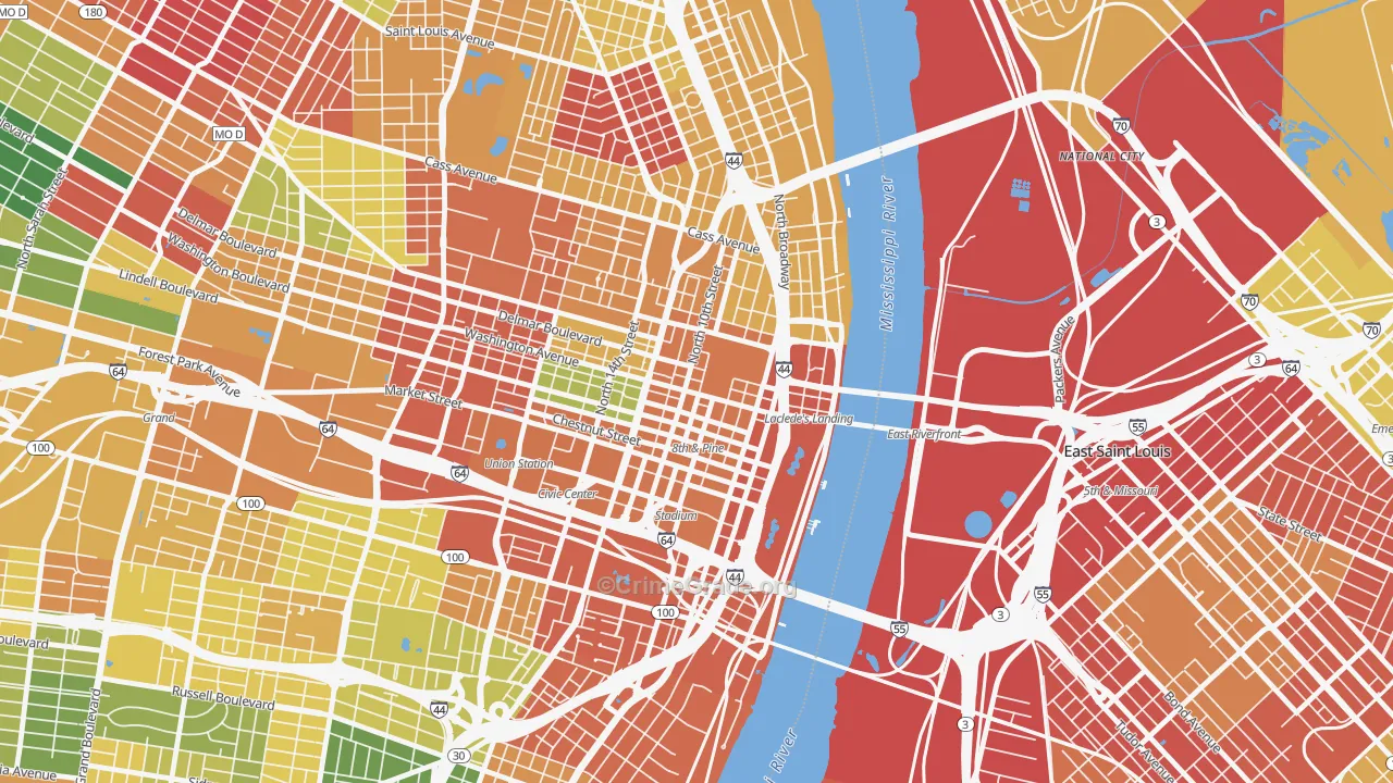 63101, MO Map of Drug-Related Crime Rates