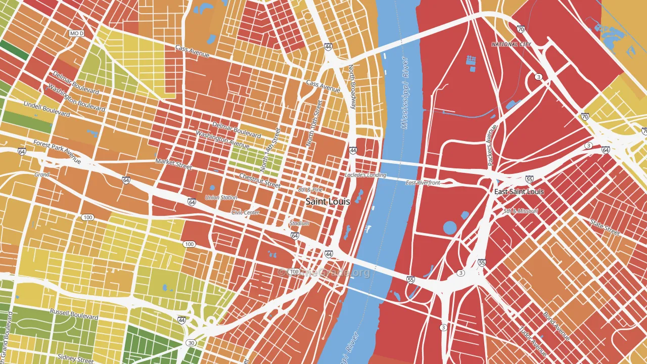 63102, MO Map of Drug-Related Crime Rates