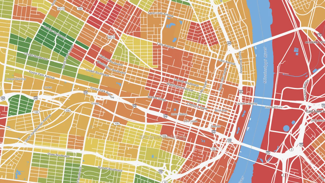 63103, MO Map of Drug-Related Crime Rates
