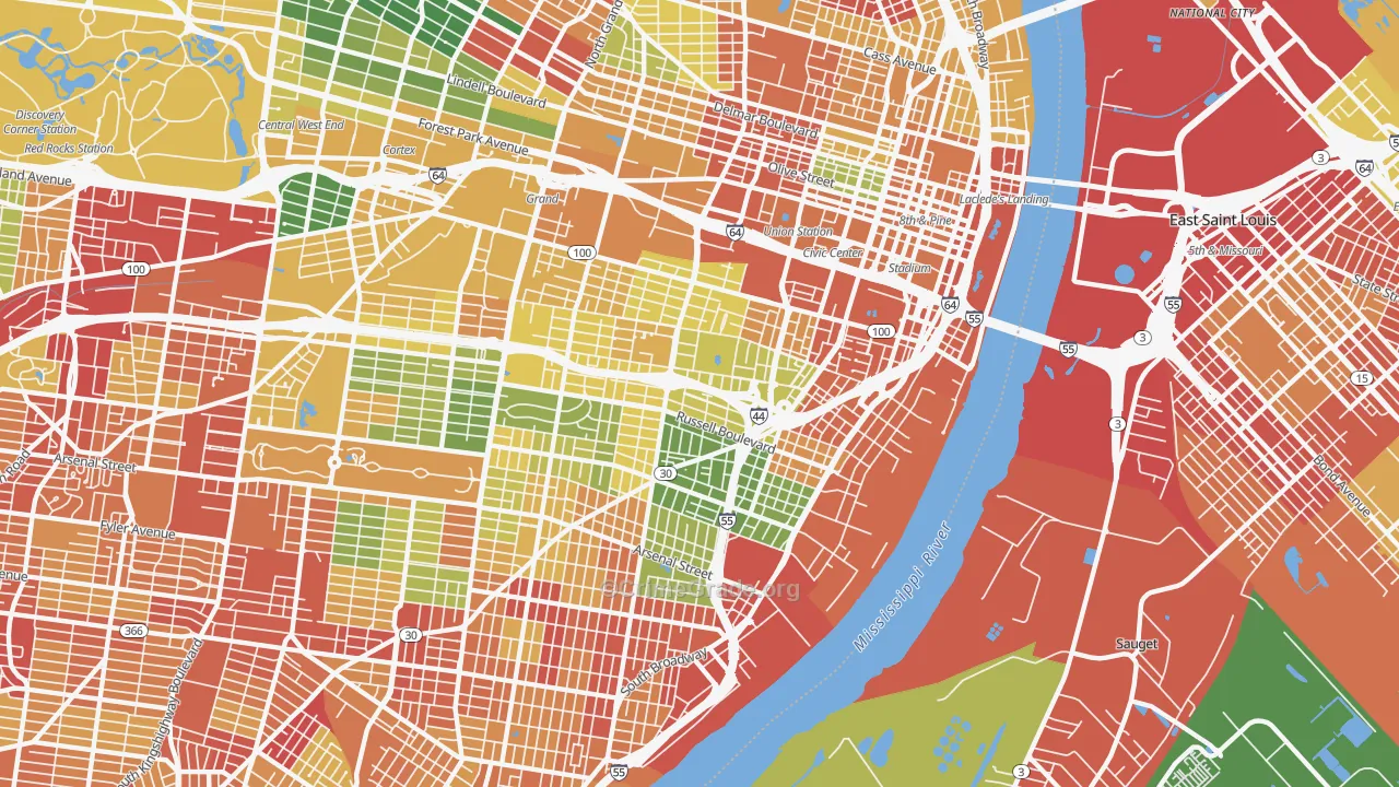 63104, MO Map of Drug-Related Crime Rates