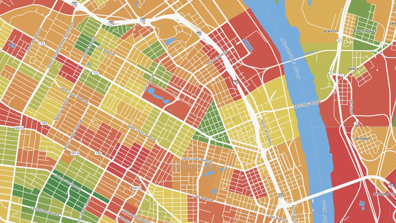 63107, MO Map of Drug-Related Crime Rates