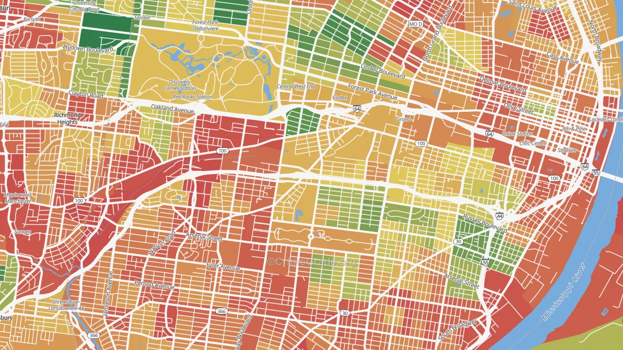 63110, MO Map of Drug-Related Crime Rates
