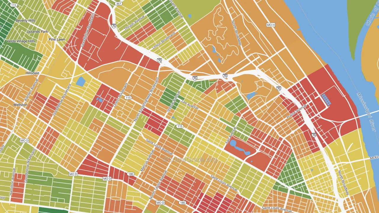 63115, MO Map of Drug-Related Crime Rates