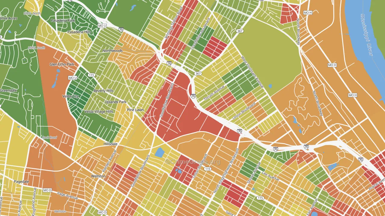 63120, MO Map of Drug-Related Crime Rates