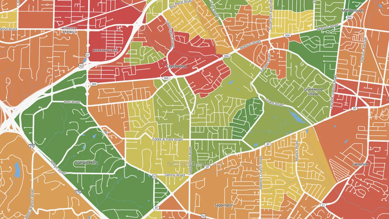 63126, MO Map of Drug-Related Crime Rates
