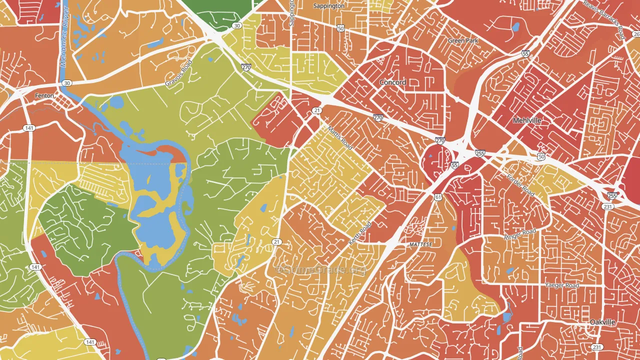 63128, MO Map of Drug-Related Crime Rates