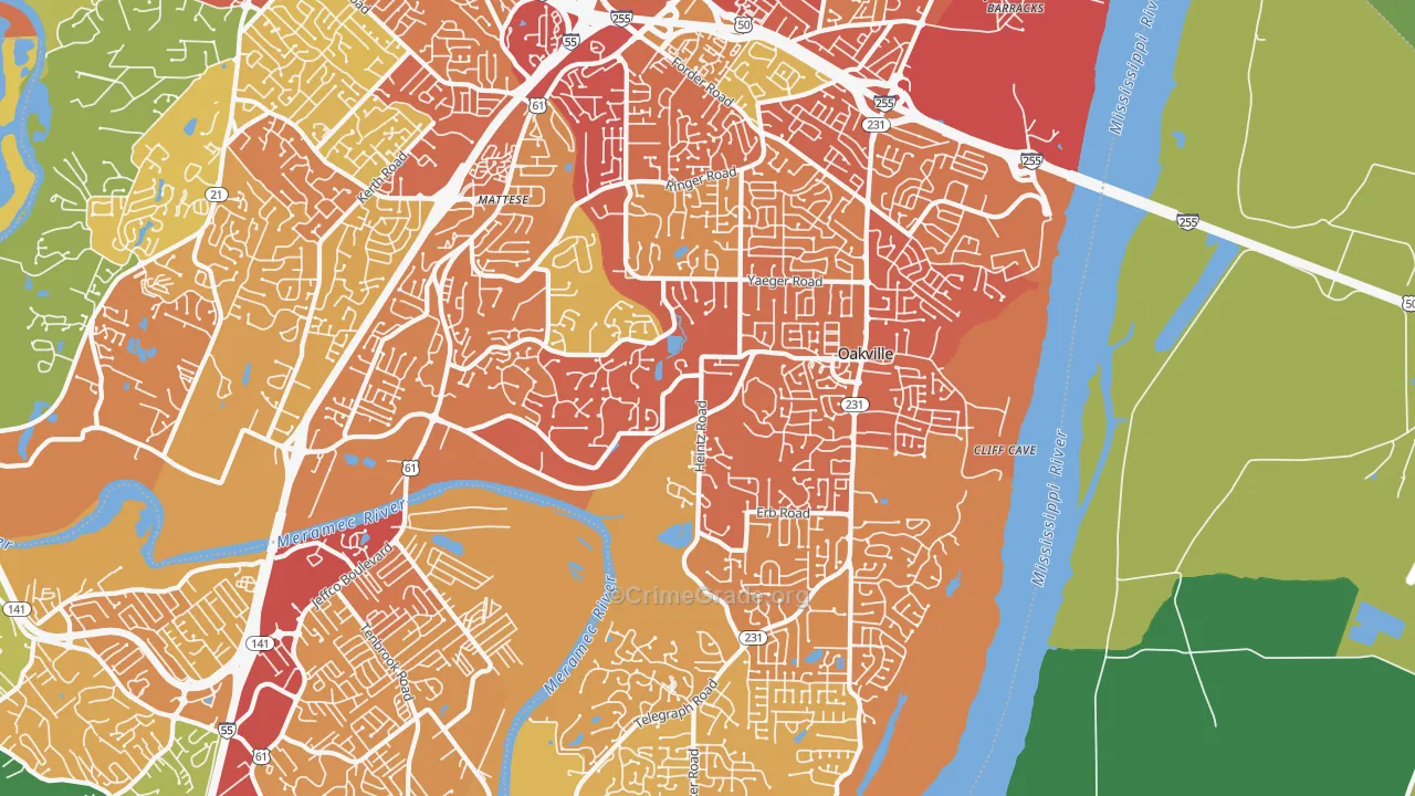 63129, MO Map of Drug-Related Crime Rates