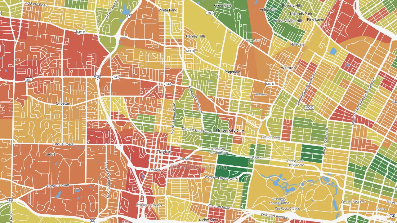 63130, MO Map of Drug-Related Crime Rates