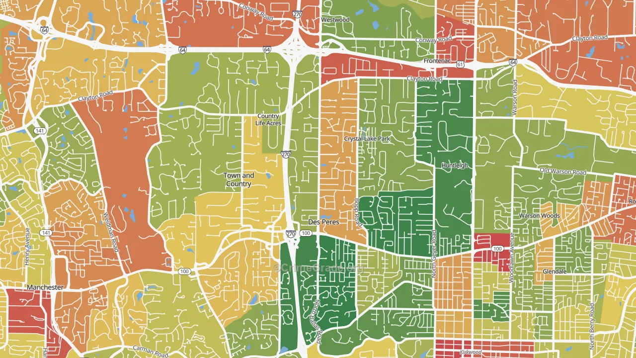 63131, MO Map of Drug-Related Crime Rates