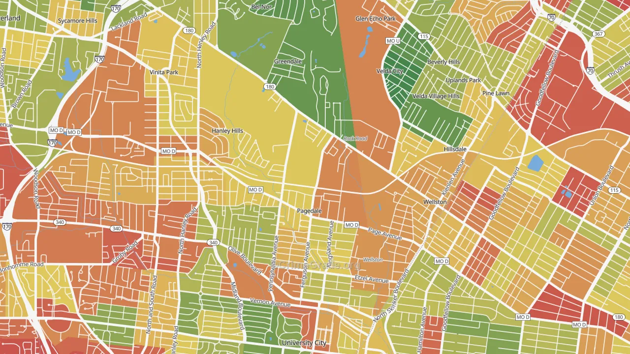 63133, MO Map of Drug-Related Crime Rates