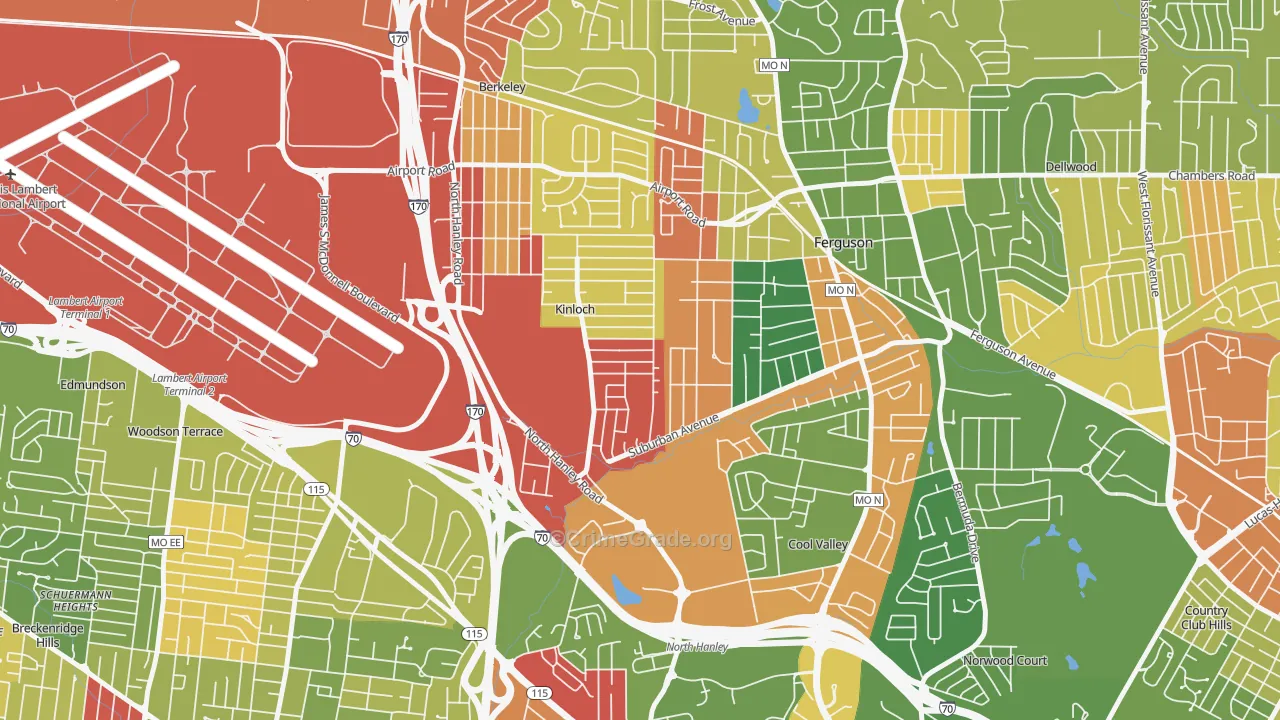 63140, MO Map of Drug-Related Crime Rates