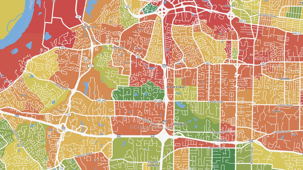 63141, MO Map of Drug-Related Crime Rates
