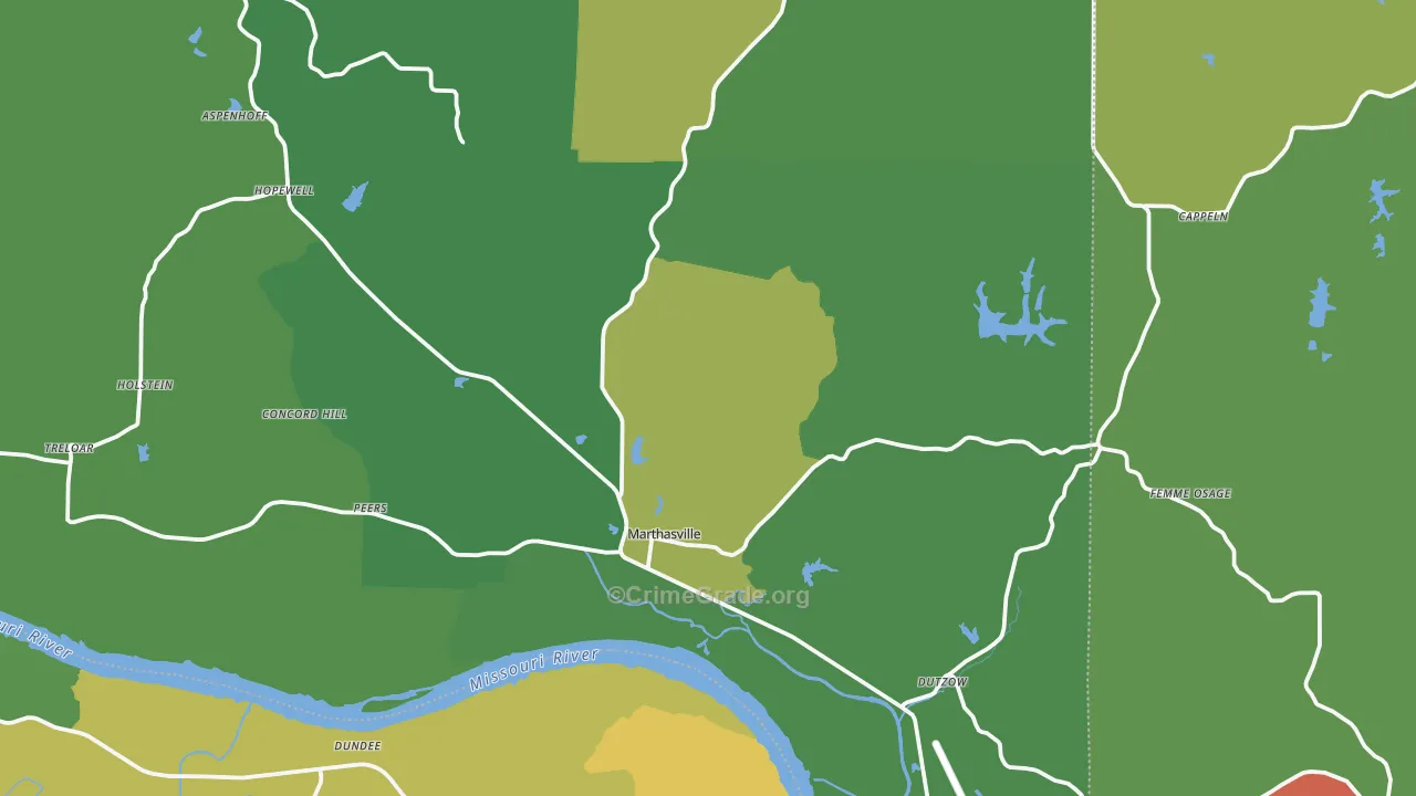 63357, MO Map of Drug-Related Crime Rates