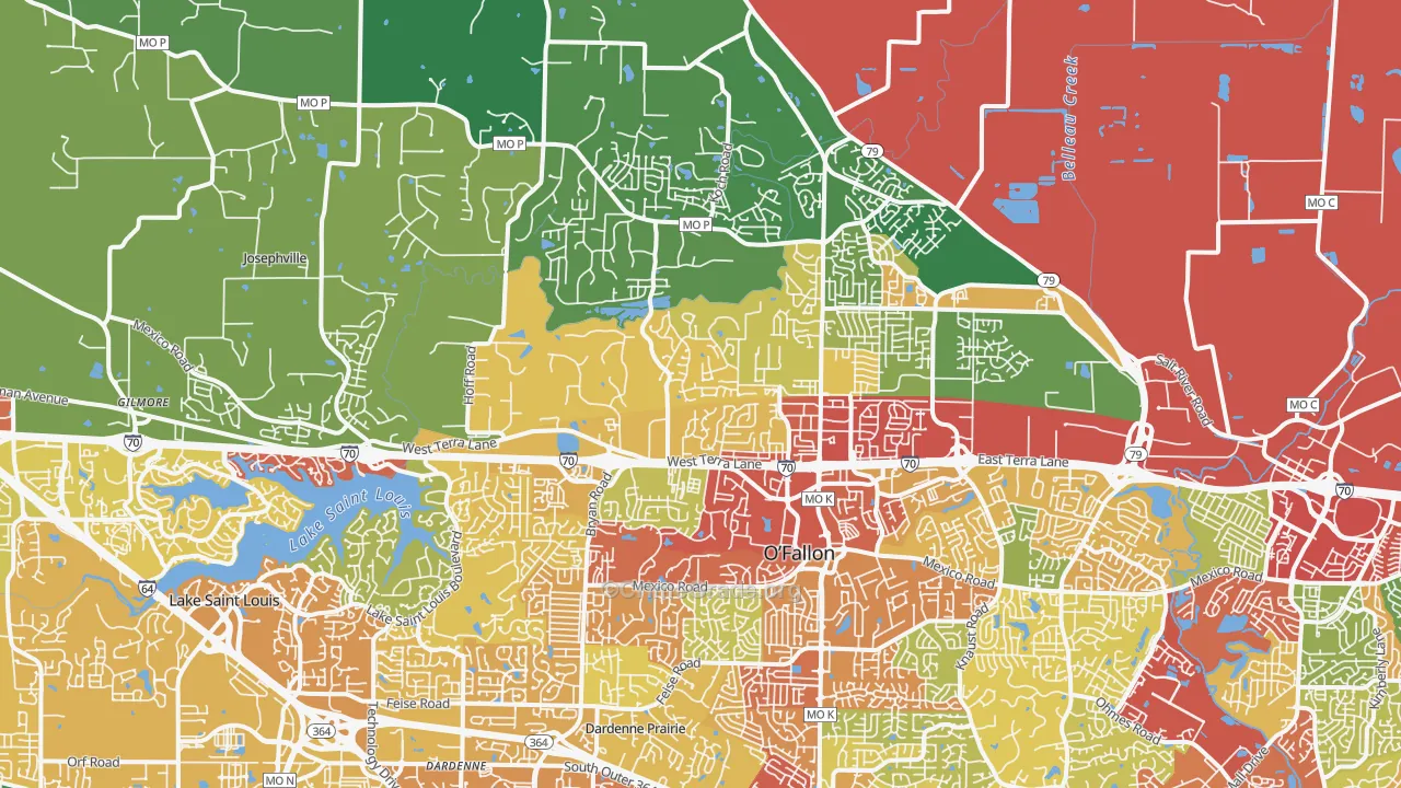 63366, MO Map of Drug-Related Crime Rates