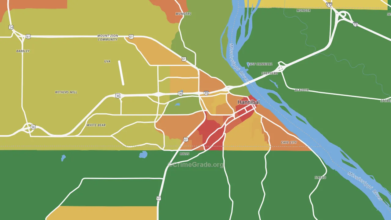 63401, MO Map of Drug-Related Crime Rates