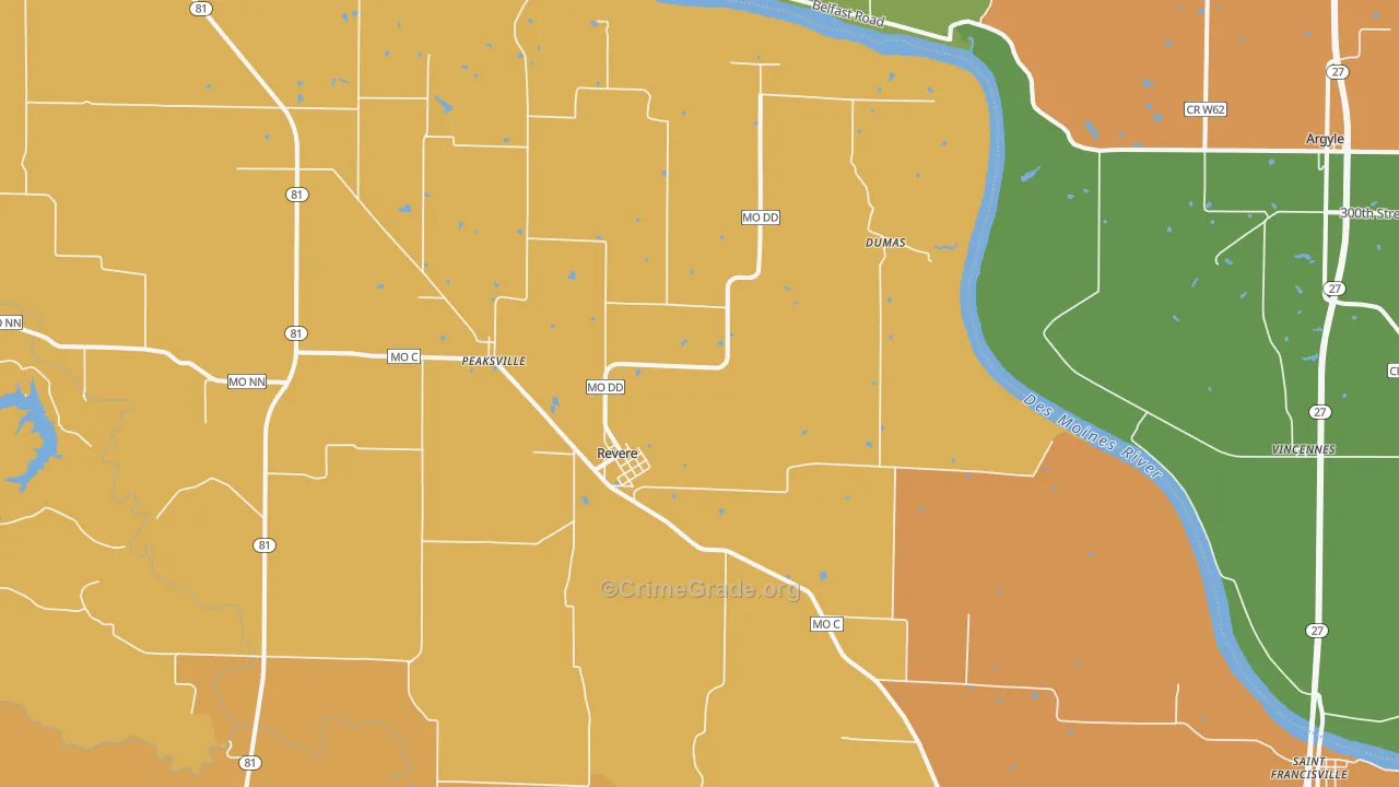 63465, MO Map of Drug-Related Crime Rates