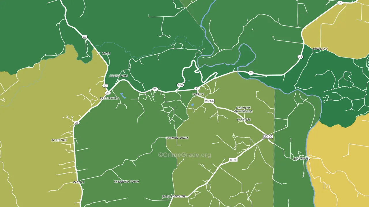 63626, MO Map of Drug-Related Crime Rates