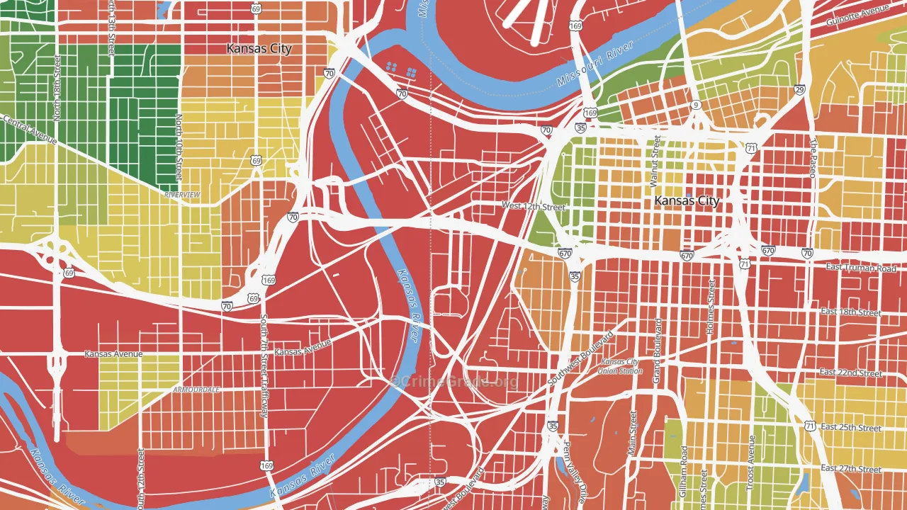 64102, MO Map of Drug-Related Crime Rates