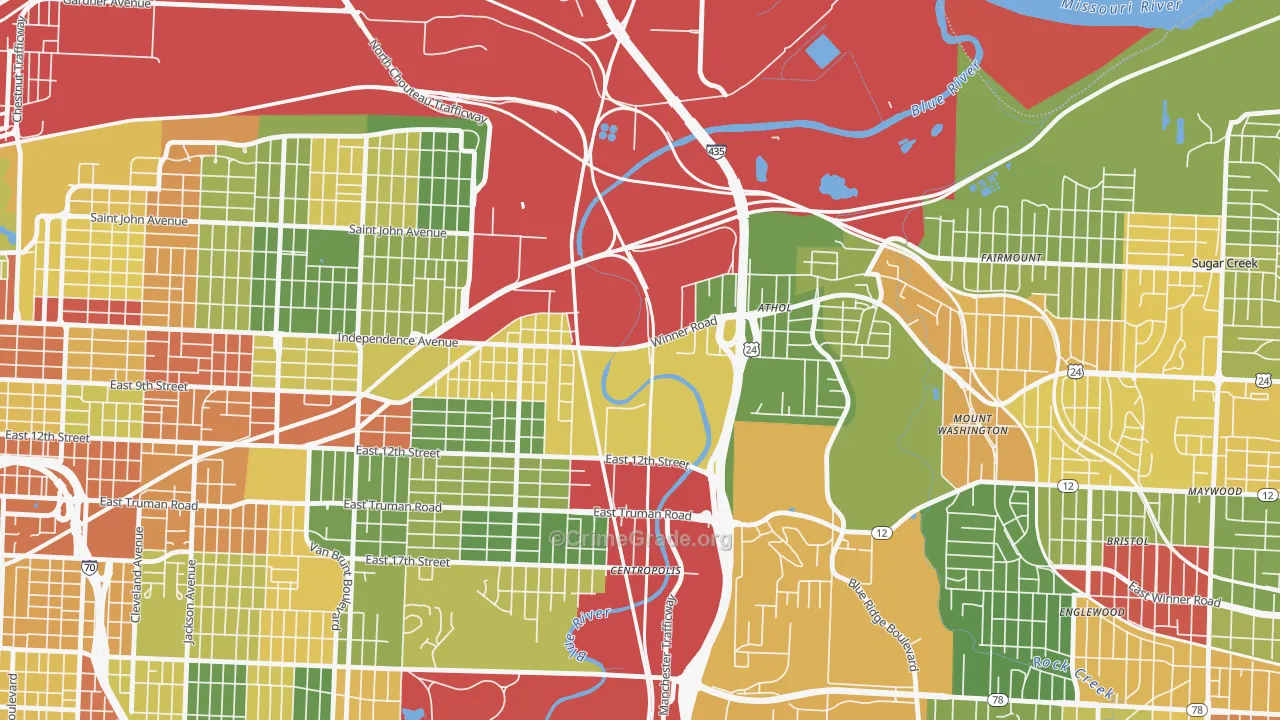 64125, MO Map of Drug-Related Crime Rates
