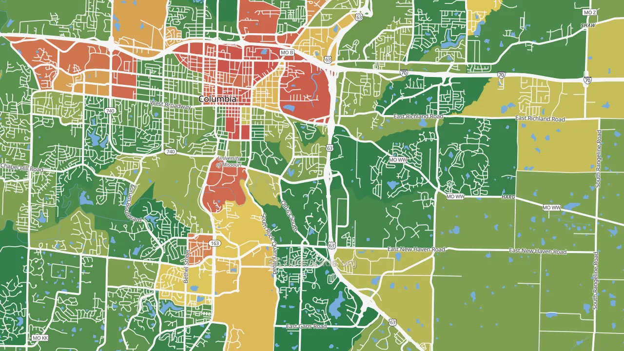 65201, MO Map of Drug-Related Crime Rates