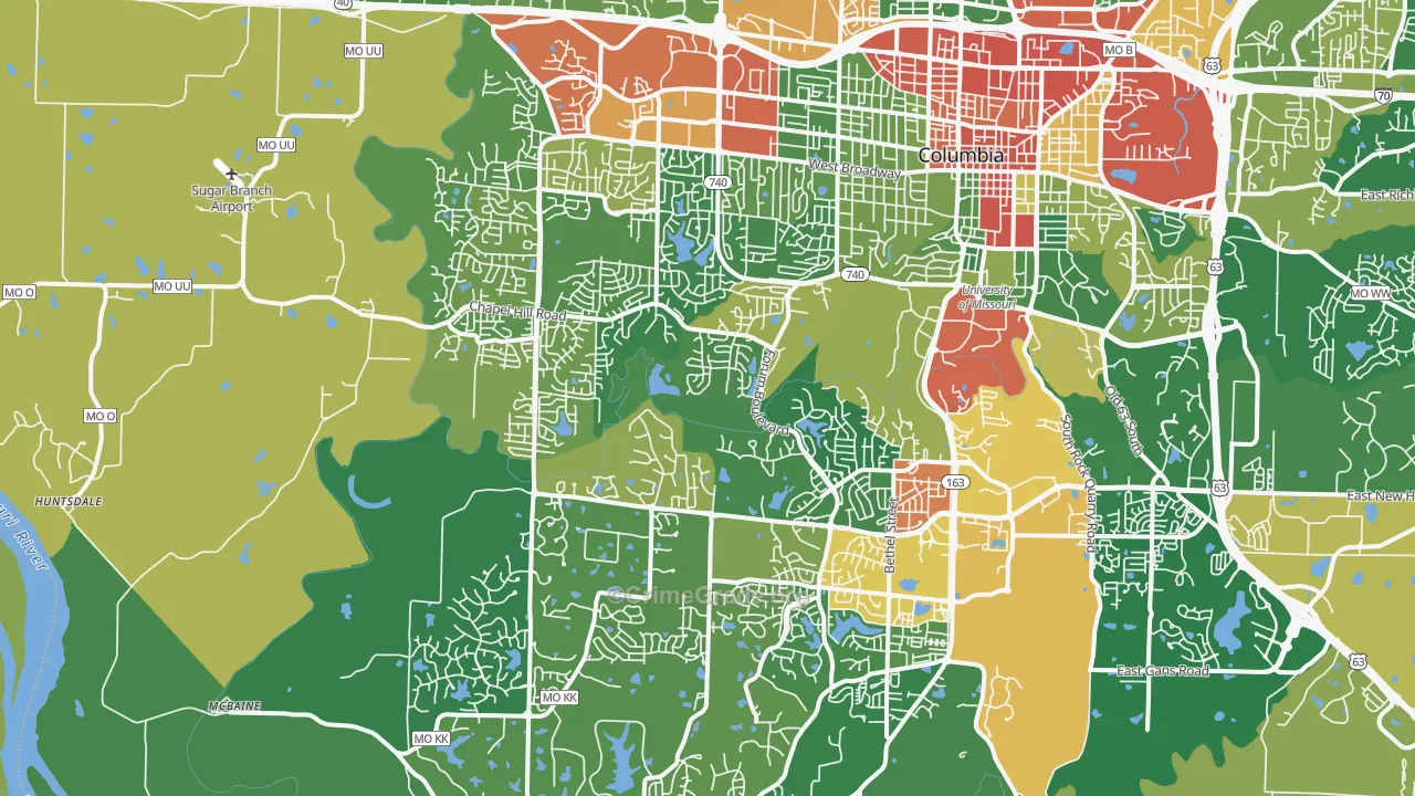 65203, MO Map of Drug-Related Crime Rates