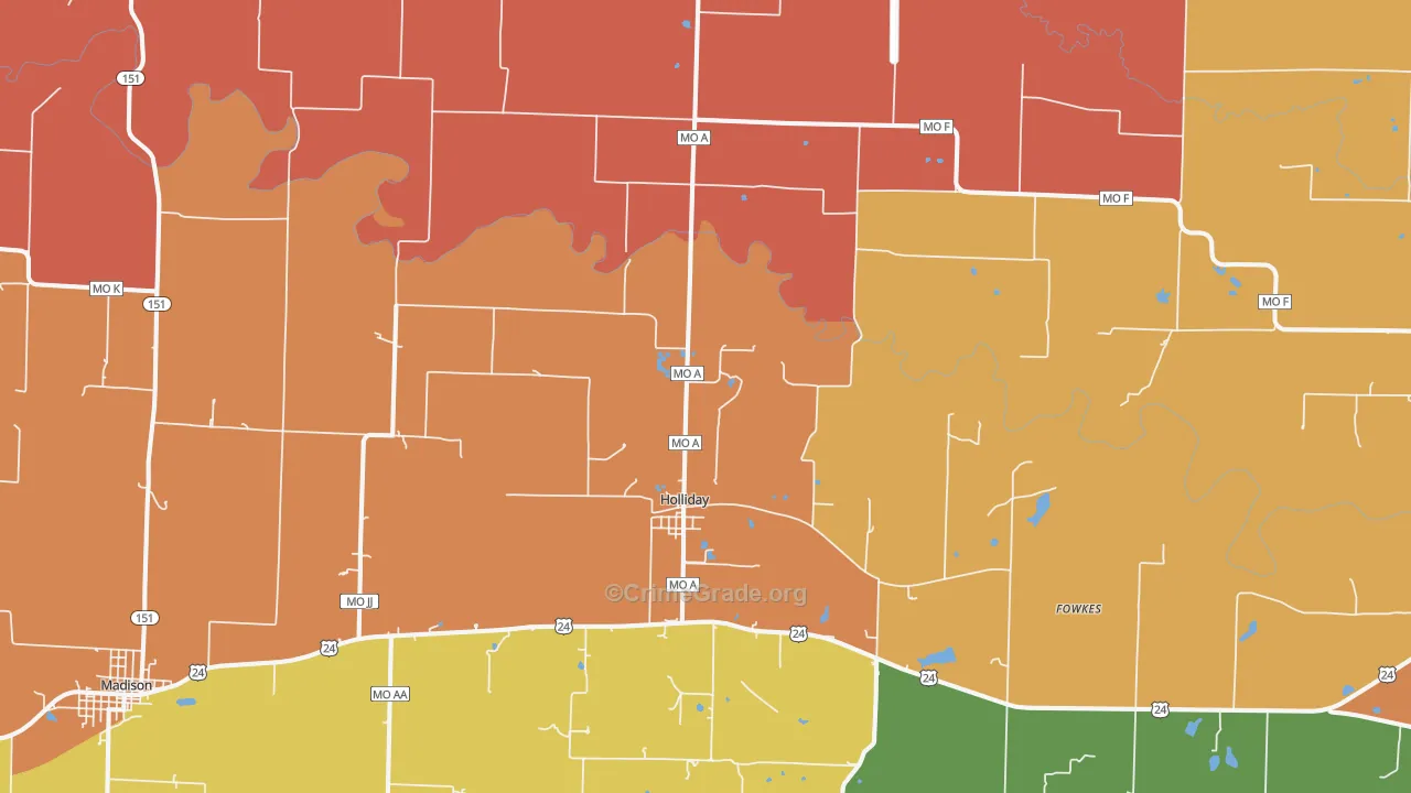 65258, MO Map of Drug-Related Crime Rates