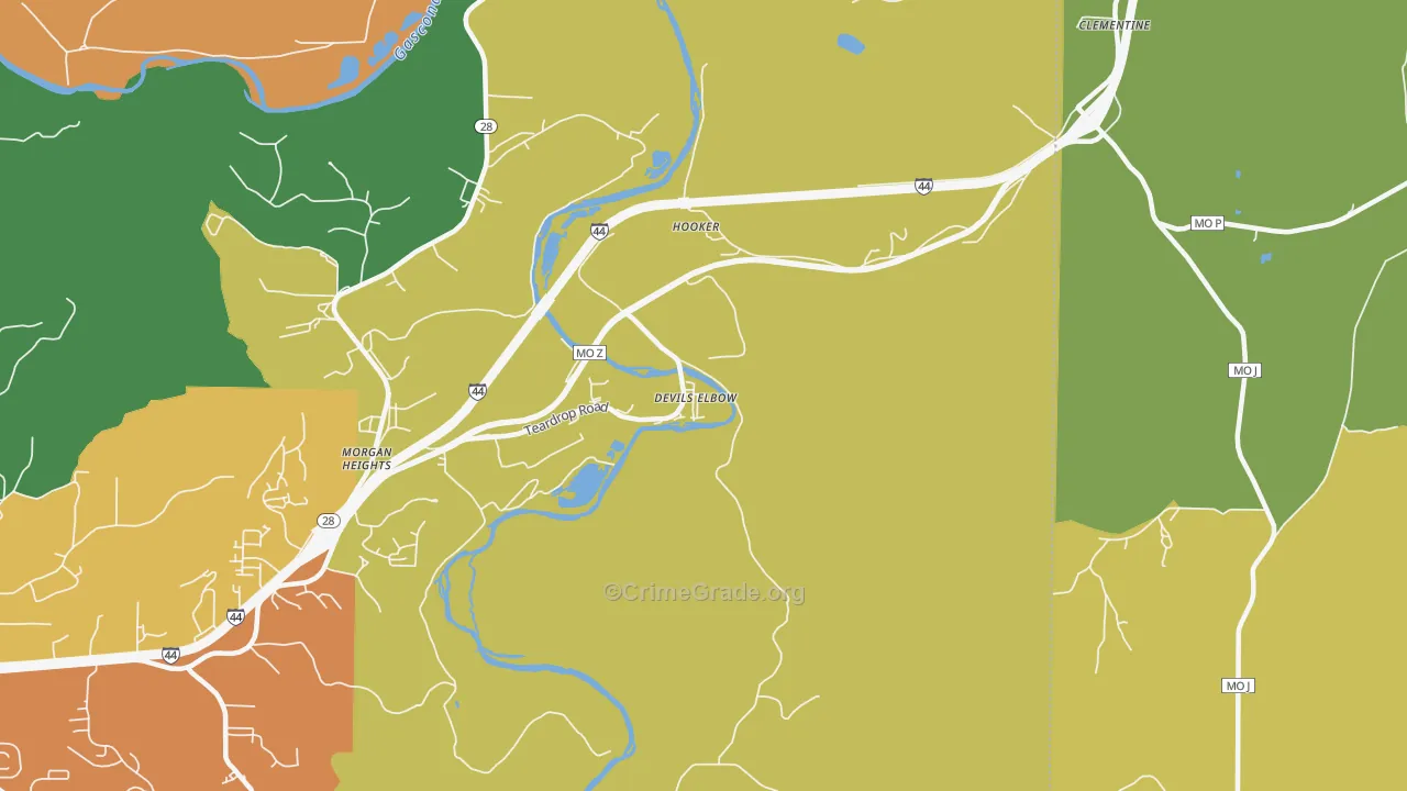 65457, MO Map of Drug-Related Crime Rates