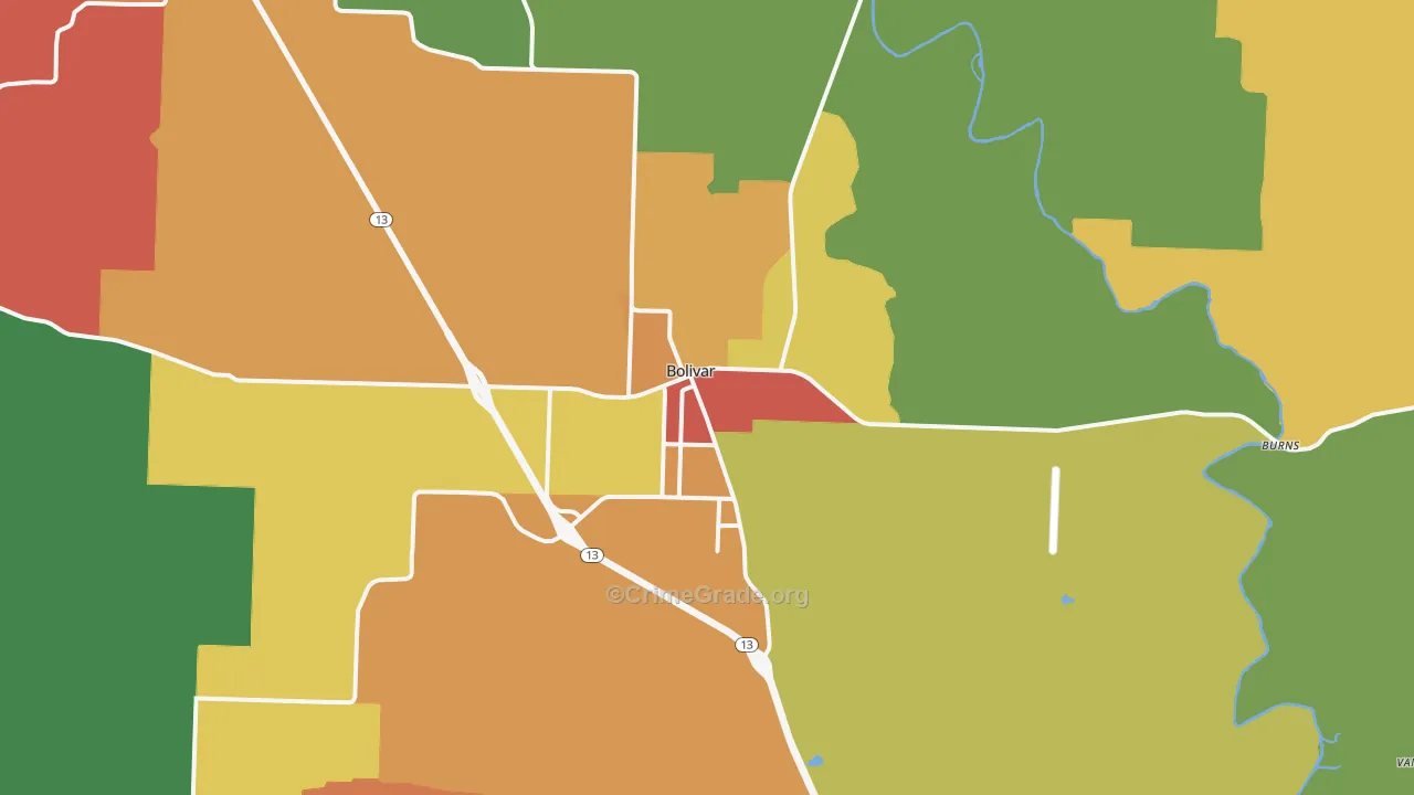 65613, MO Map of Drug-Related Crime Rates