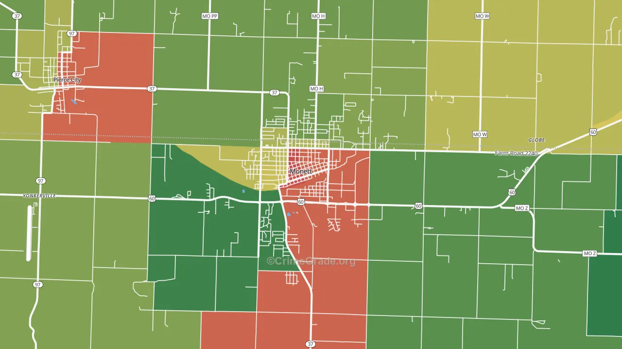 65708, MO Map of Drug-Related Crime Rates