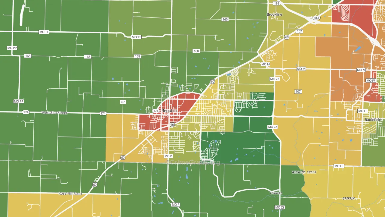 65738, MO Map of Drug-Related Crime Rates