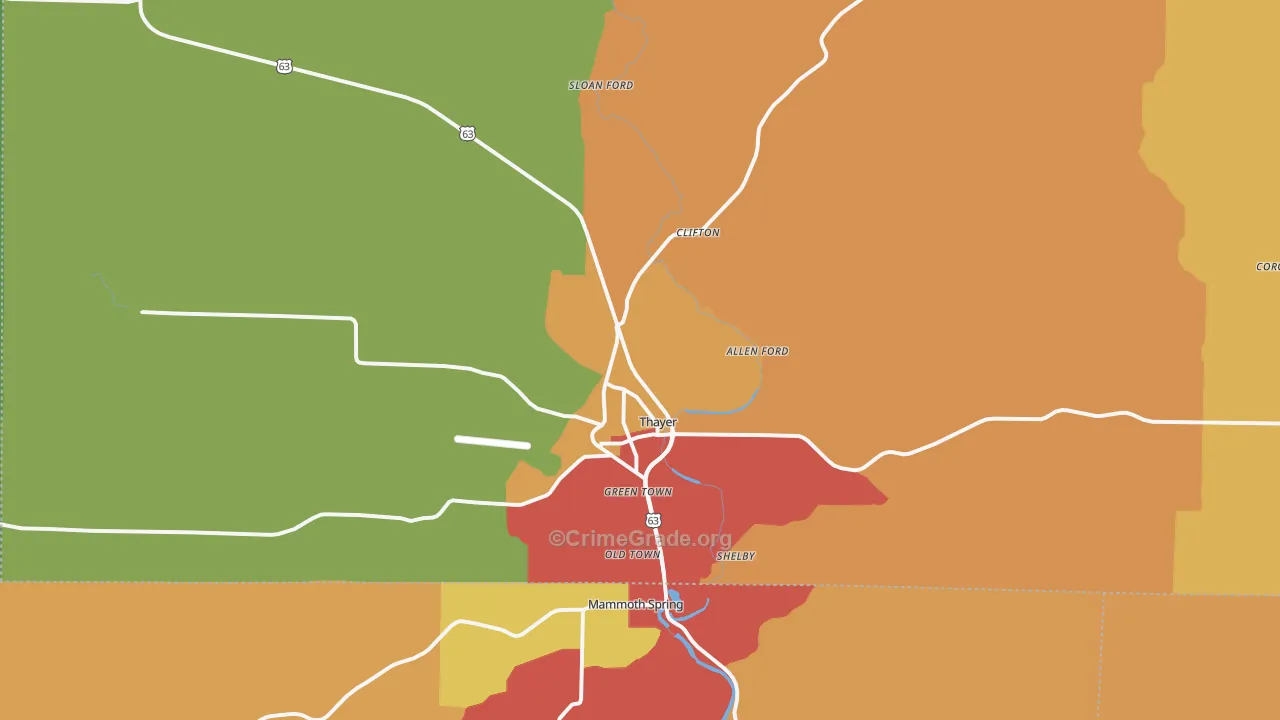 65791, MO Map of Drug-Related Crime Rates