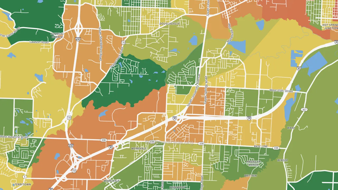 65th Street West, Little Rock, AR Map of Drug-Related Crime Rates