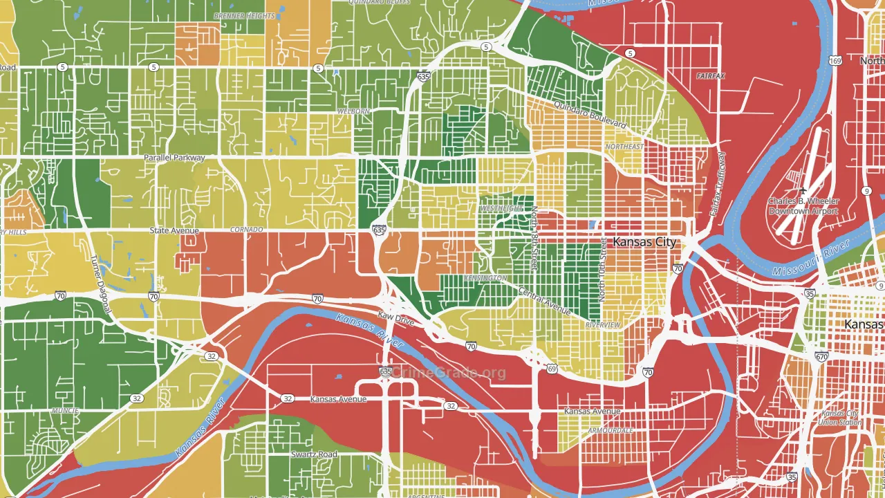 66102, KS Map of Drug-Related Crime Rates