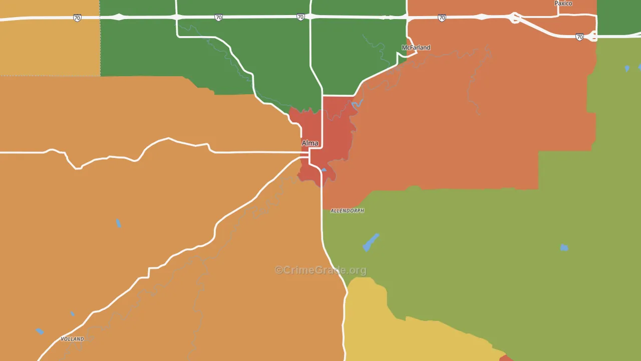 66401, KS Map of Drug-Related Crime Rates
