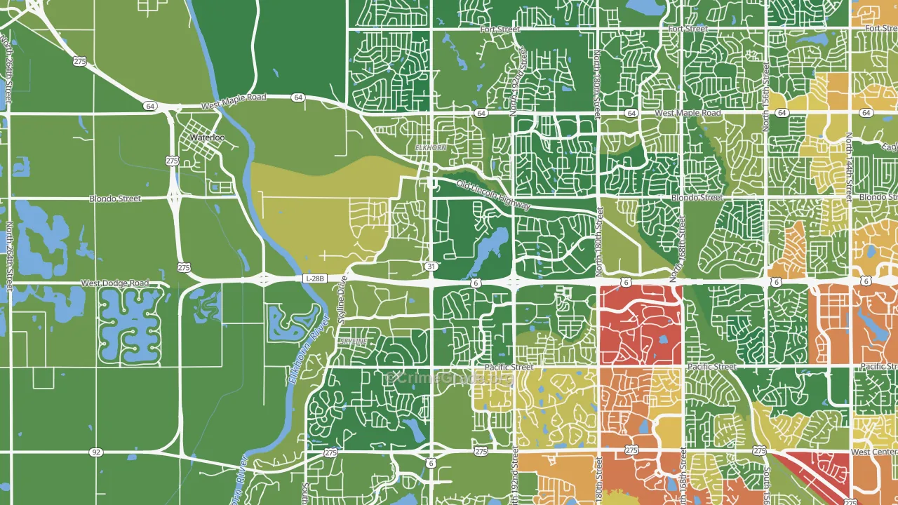 68022, NE Map of Drug-Related Crime Rates