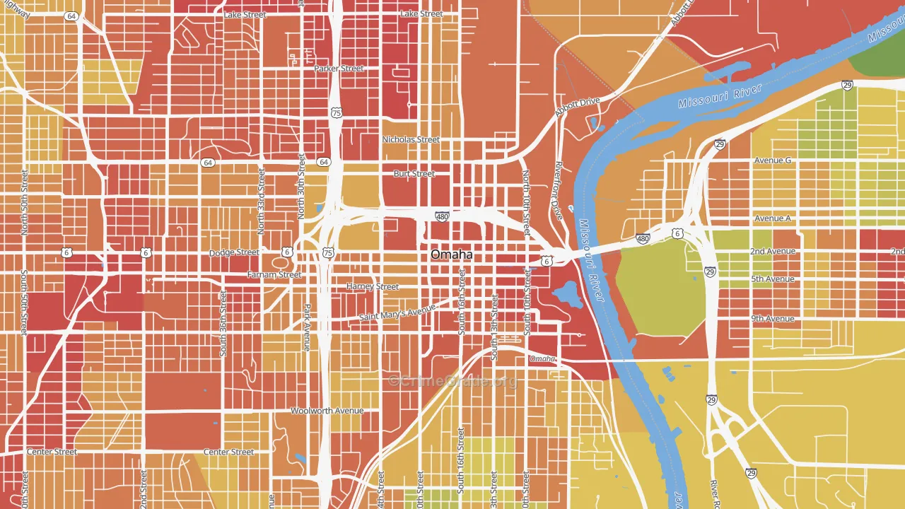 68102, NE Map of Drug-Related Crime Rates