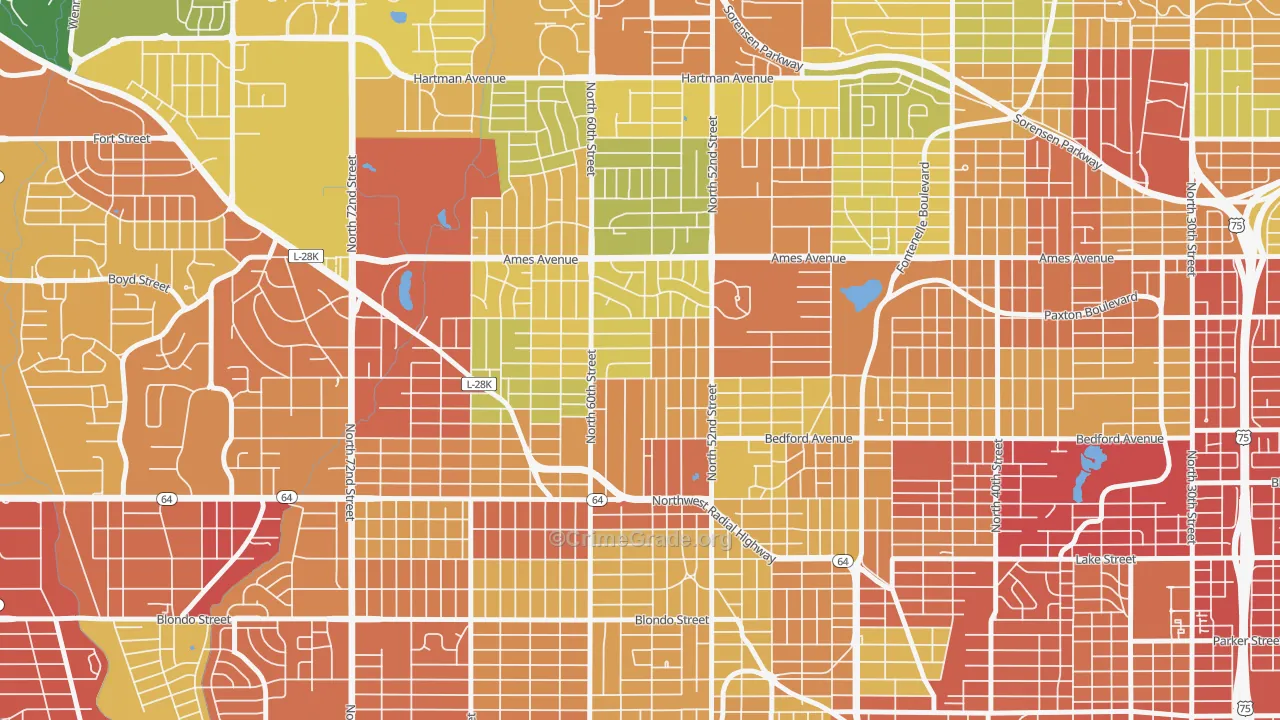 68104, NE Map of Drug-Related Crime Rates