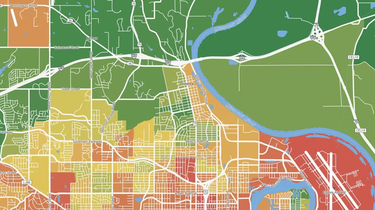 68112, NE Map of Drug-Related Crime Rates