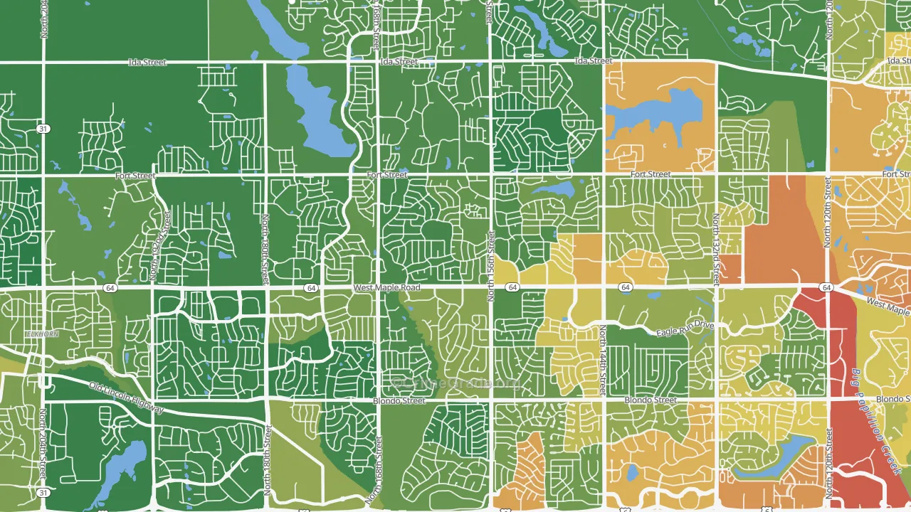 68116, NE Map of Drug-Related Crime Rates