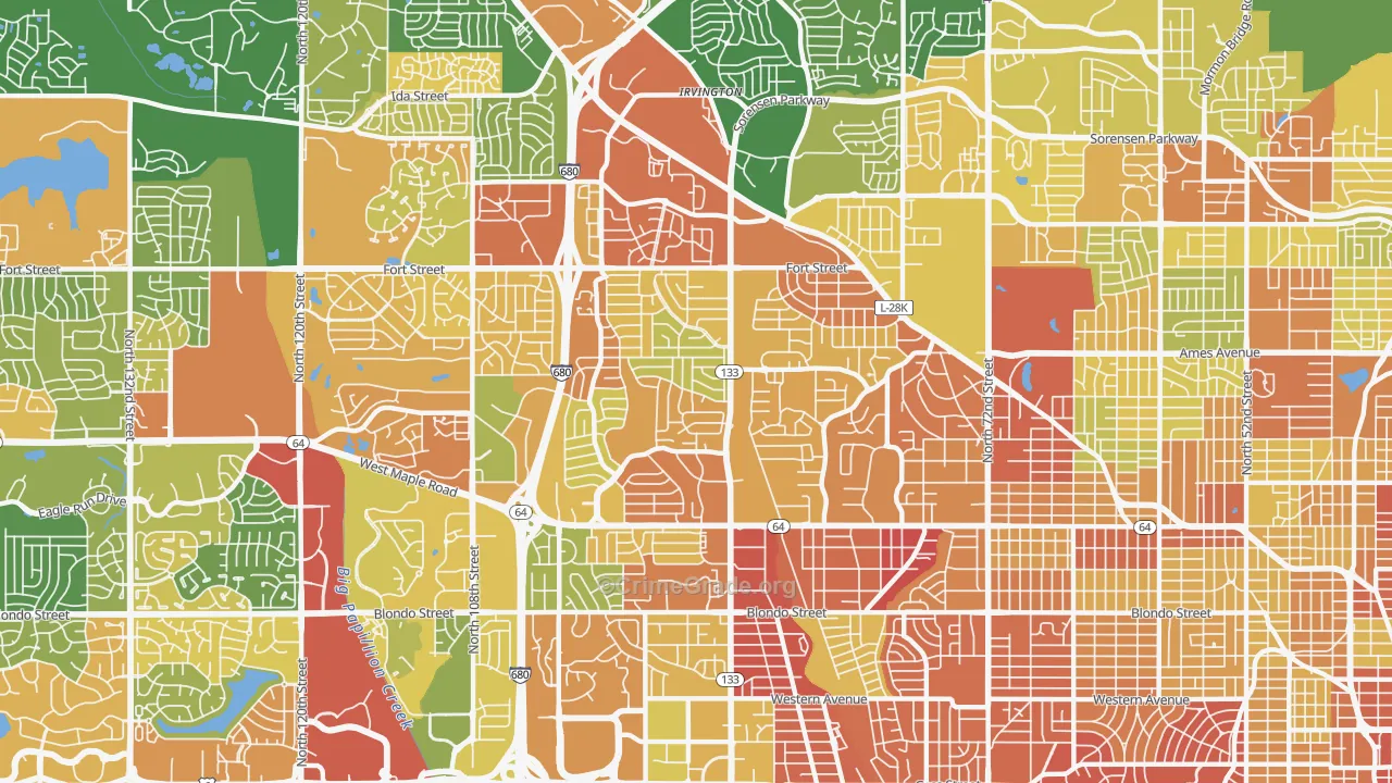 68134, NE Map of Drug-Related Crime Rates