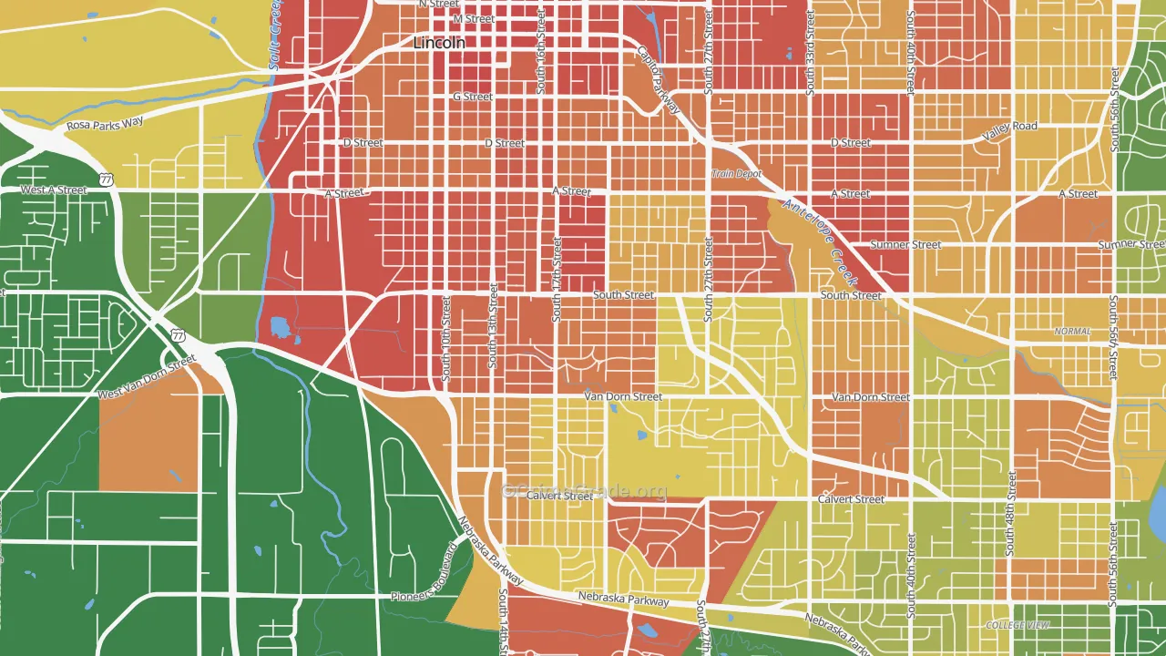 68502, NE Map of Drug-Related Crime Rates